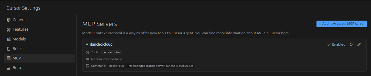 Testing MCP server with cursor